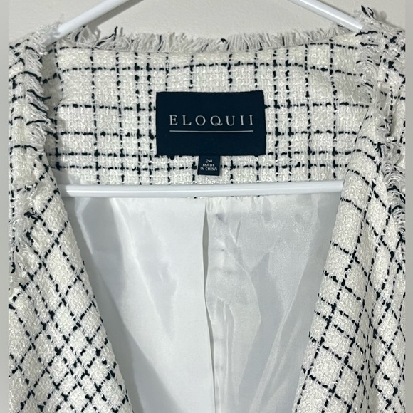 NWT Eloquii Plus Size White Houndstooth Blazer Coat size 24 Business Casual - Picture 3 of 6